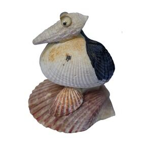 Seashell Pelican Figurine‎ Coastal Decor Beach Nautical Ocean Sculpture